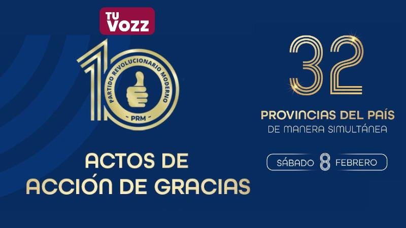 PRM celebrará 32 actos de acción de gracias simultáneos este sábado 8 de febrero - Imagen